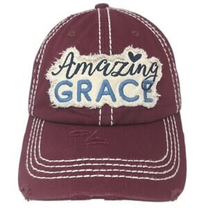 Amazing Grace Strapback Hat Red One Size Adjustable KB ETHOS Vintage